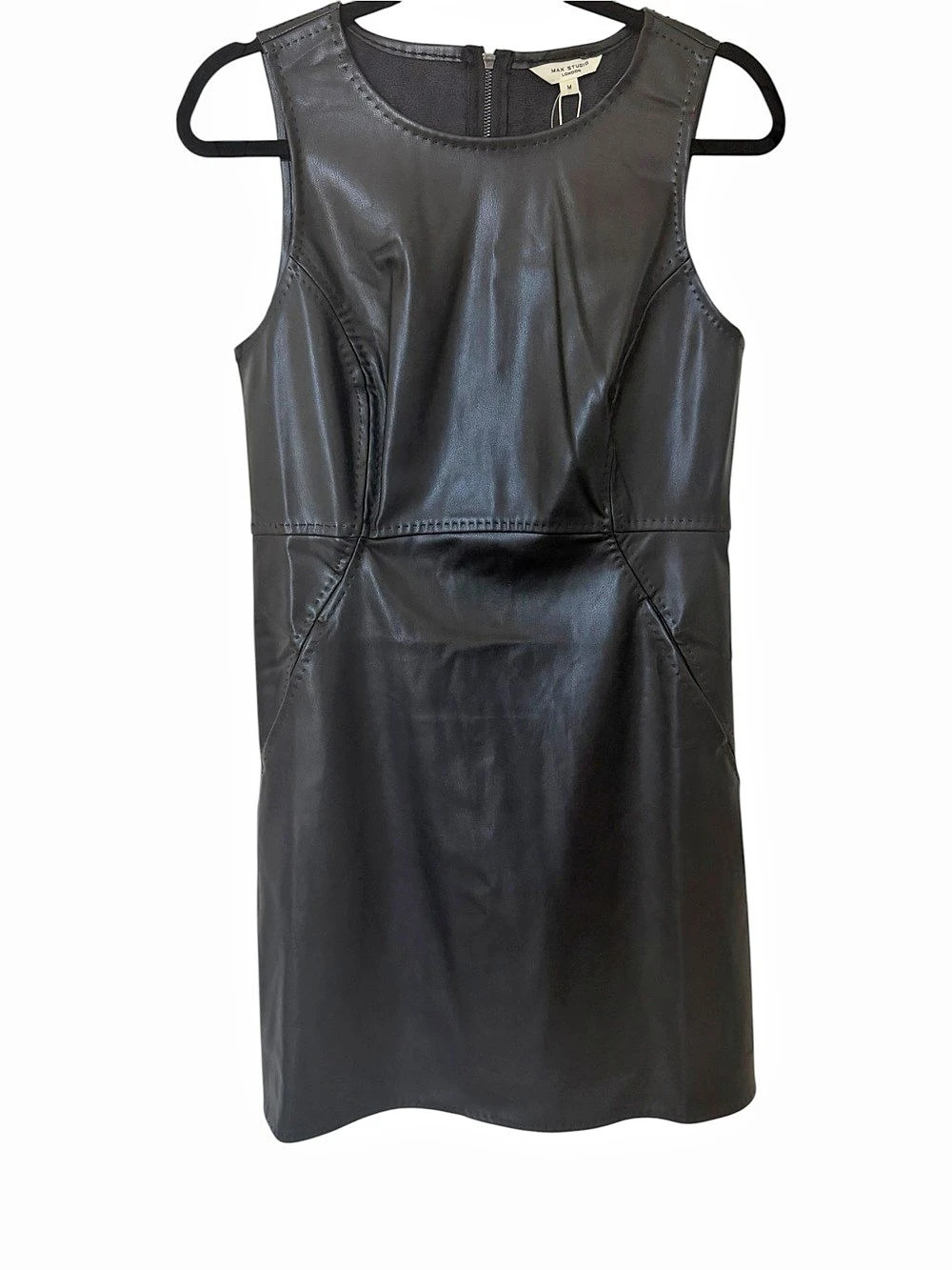 Max Studio Faux Leather Shift Dress Mini Size Medium